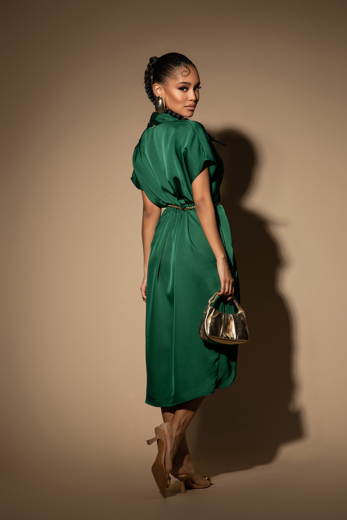 Рокля Satin Affair - Green