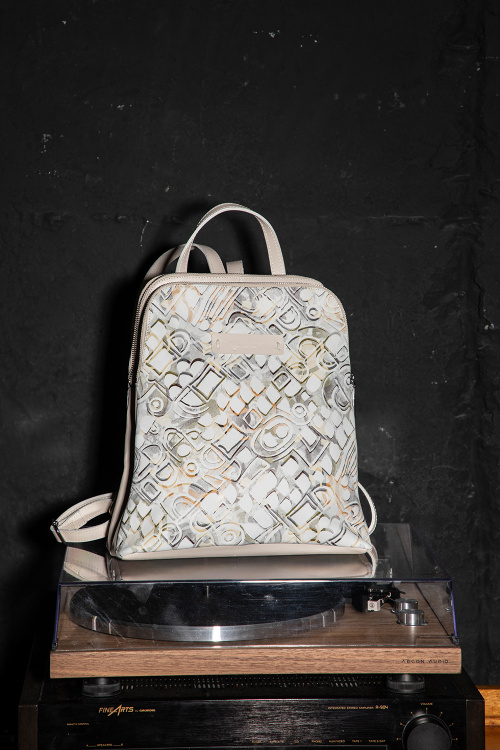 Раница Poshy - Cream - 100% естествена кожа