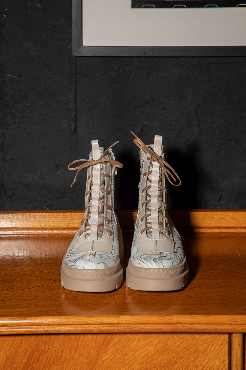 Боти Poshy - Cream - 100% естествена кожа