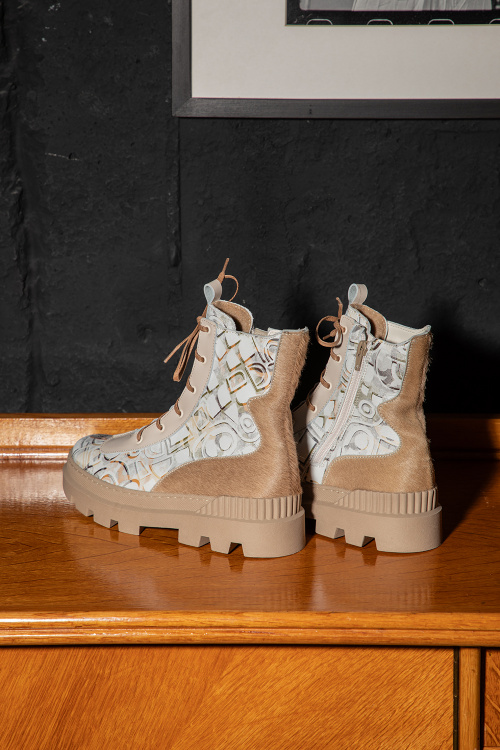 Боти Poshy - Cream - 100% естествена кожа