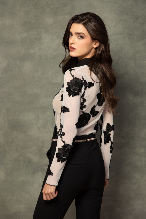 Риза тюл с 3Д цветя