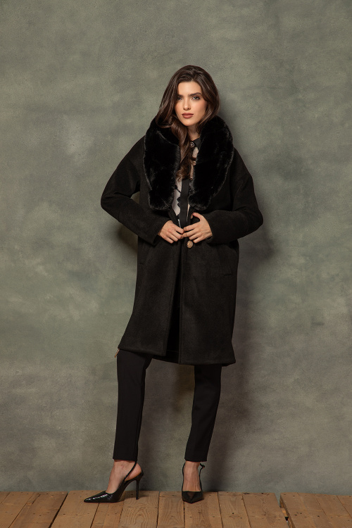 Кашмирена яка с подвижна яка от еко косъм