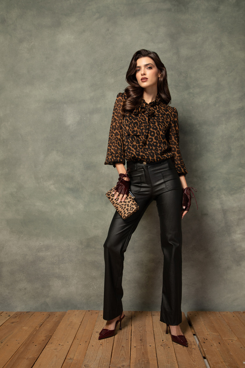 Втален панталон с кожен ефект