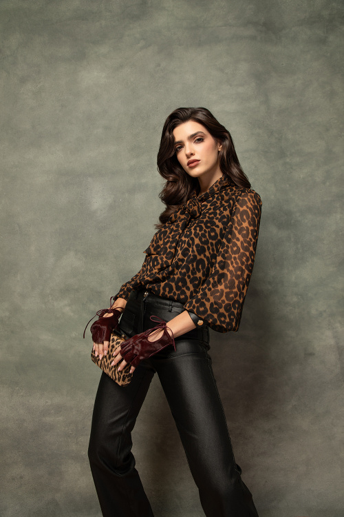 Риза от шифон в животински принт