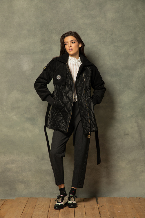 Ватирана парка с кожен ефект