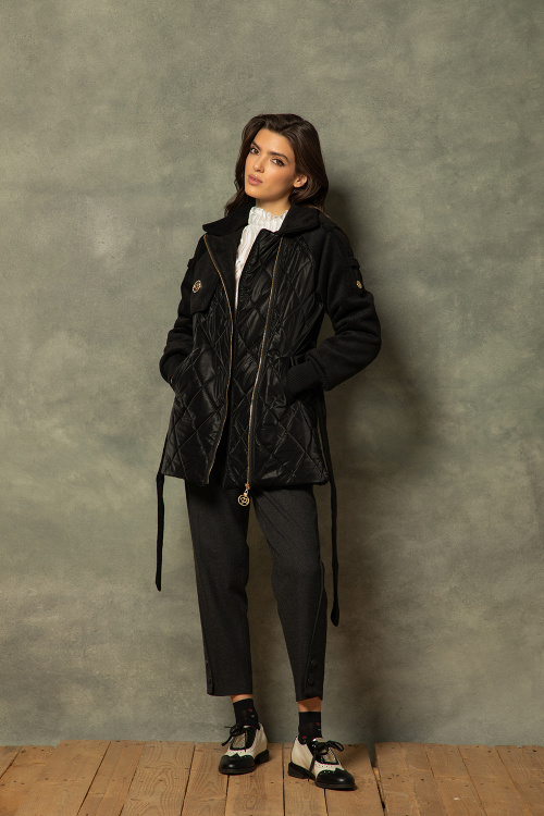 Ватирана парка с кожен ефект