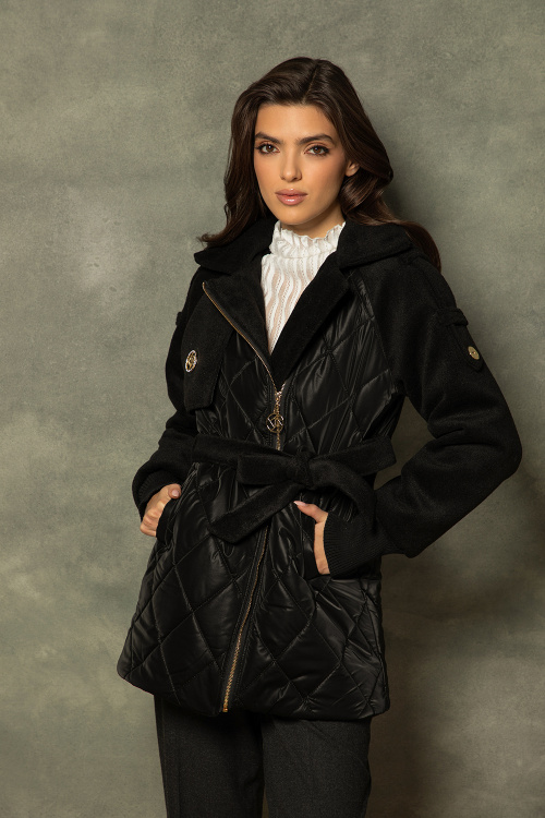 Ватирана парка с кожен ефект