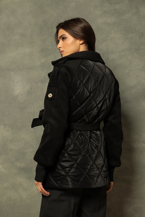 Ватирана парка с кожен ефект