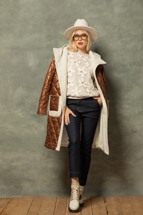 Капитонирана парка с външен джоб в медно