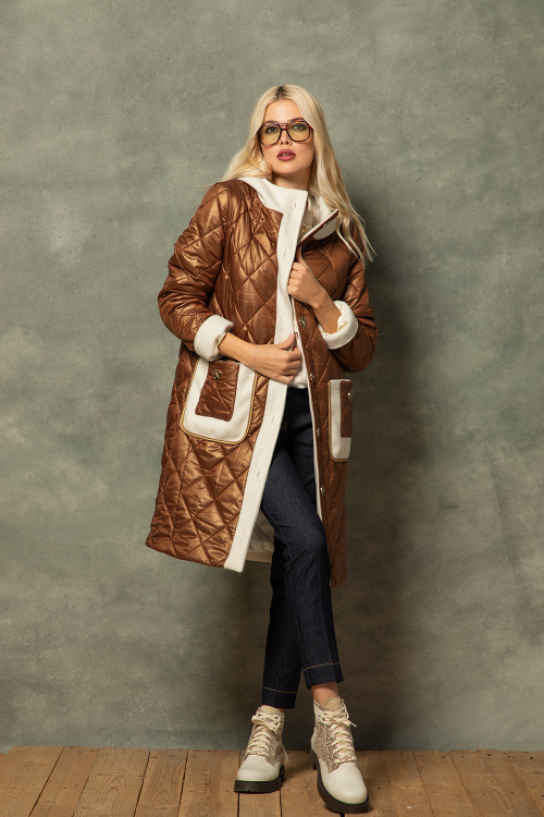 Капитонирана парка с външен джоб в медно