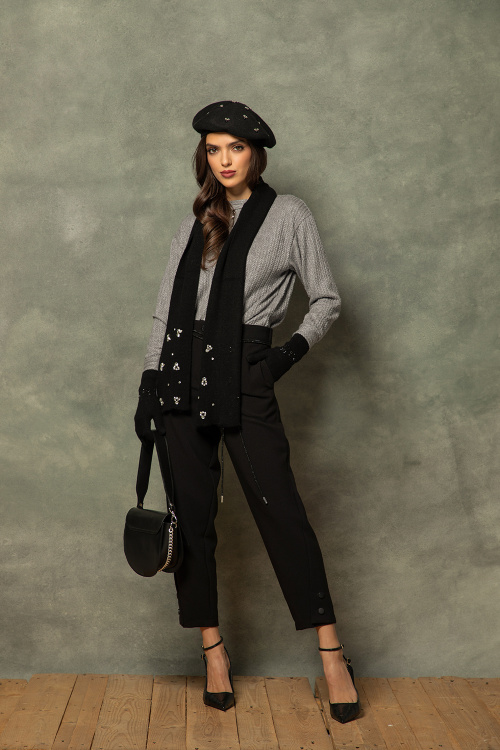 Свободна блуза полуполо в сиво