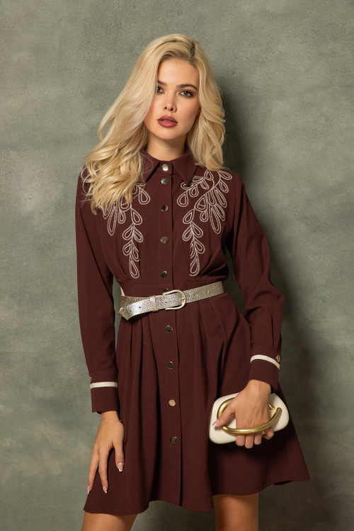 Рокля тип риза с бродерия