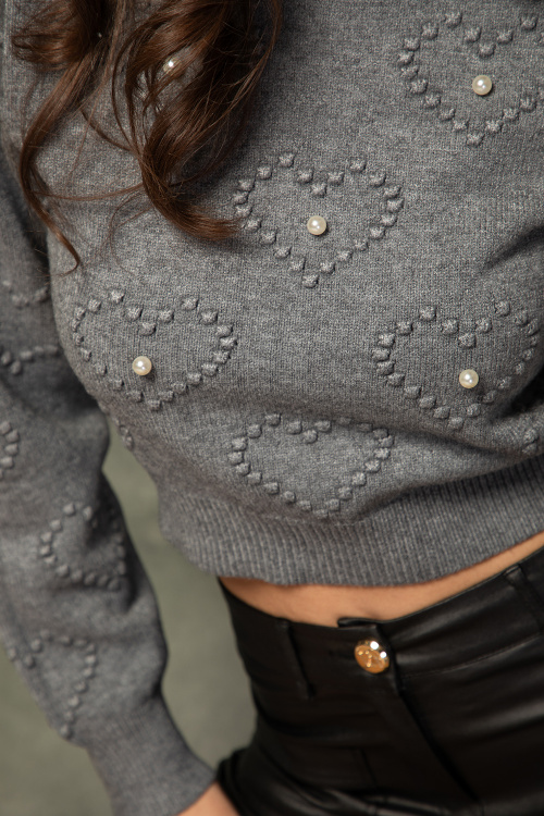 Блуза машинно плетиво в сиво