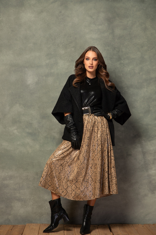 Миди велур пола в животински принт