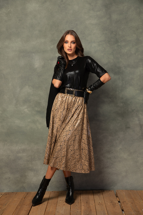 Миди велур пола в животински принт