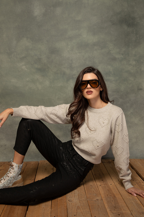 Блуза машинно плетиво в екрю