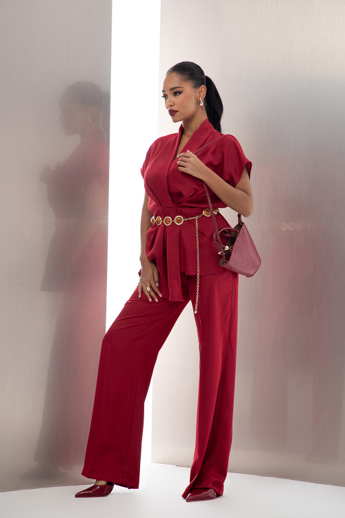 Сатенен сет от две части в бордо