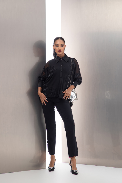 Риза от тюл с 3Д цветя