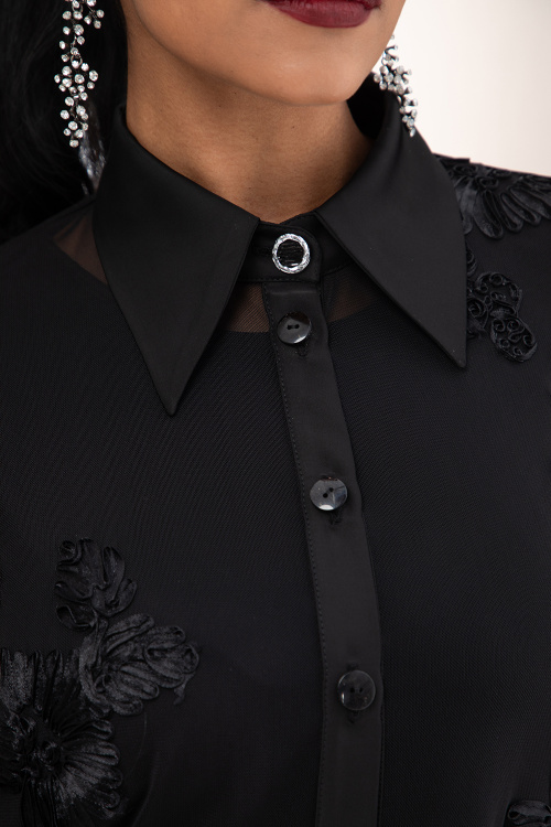 Риза от тюл с 3Д цветя