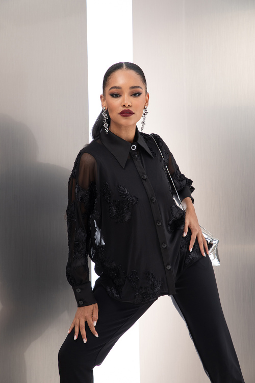 Риза от тюл с 3Д цветя