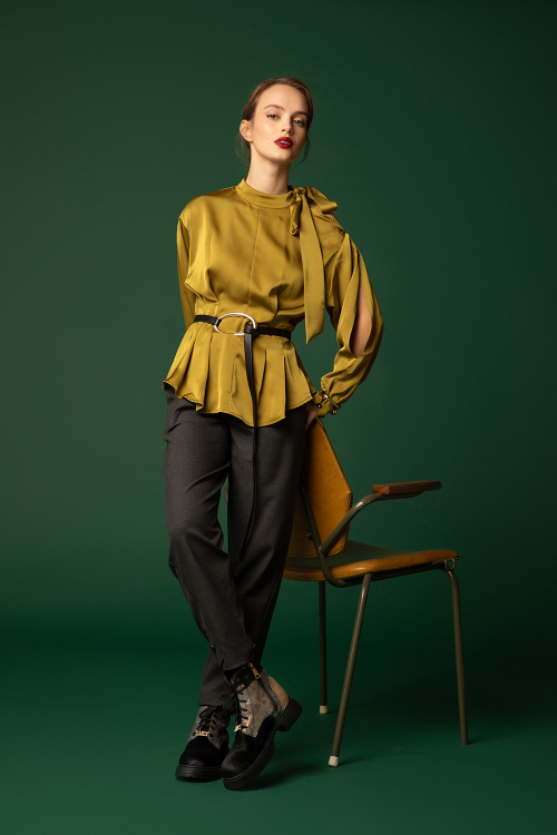 Свободен панталон тип балон в графитно сиво