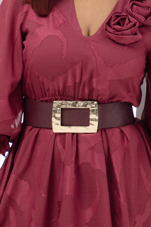 Бордо колан със златна тока