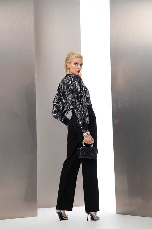 Панталон с висока талия и нишка ламе