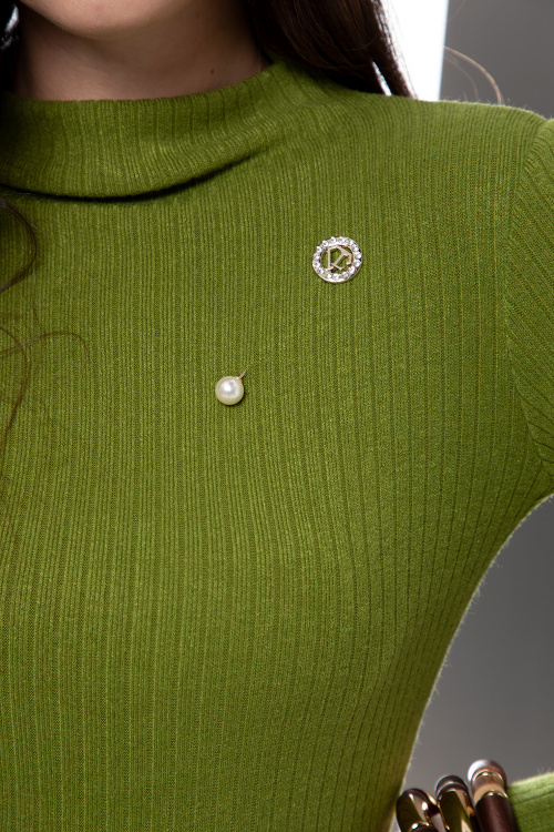 Полу поло плетиво в цвят авокадо